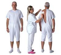 FERRUCCI COMFORT 9017 MC PC Short Sleeve Round Neck Sanitary Pyjamas for Elderly People Incontinence Alzheimer's Dementia 100% Cotton Lightweight, Man, S