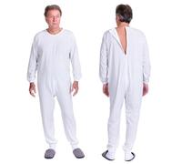 FERRUCCI COMFORT Adaptive Pajamas Unisex Mod. 9017-100% Cotton, Crew Neck, Full Back Zipper, Anti-Strip Sleepwear for Seniors & Dementia Care, Incontinence-Friendly, Man, XL