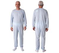 FERRUCCI COMFORT Antibacterial Sanitary Pyjamas for Elderly with Back Closure, Antibacterial Silver Ion Protection, DM 1, Alzheimer's, Incontinence and Dementia, azure, L