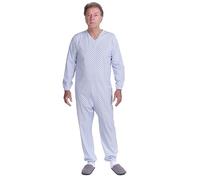 FERRUCCI COMFORT Men's Alzheimer's Pajamas Overall Onesie Jumpsuit with Zipper at Back - 9012/1 Men - Incontinence, for Seniors and Dementia, 100% Cotton