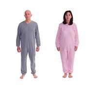 FERRUCCI COMFORT Onesies pajamas with Back Zip for elderly, winter fabric - 9014/1 - For incontinence, Alzheimer's or dementia, Jumpsuit (S, Grigio)