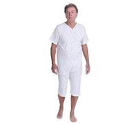 FERRUCCI COMFORT Pajamas for Elderly with Zip on Back - Summer - Short Sleeves and Short Pants - 9012/5 - Alzheimer - Anti-manipulation (Maschile, XS)