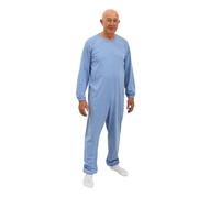 FERRUCCI COMFORT Sanitary Pyjamas Round Neck with Back Zipper for Elderly, Alzheimer's, Dementia - 9015/1-100% Cotton - Long Sleeve Long Trousers, Sugar, S