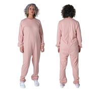 FERRUCCI COMFORT Sanitary Pyjamas Round Neck with Back Zipper for Elderly, Alzheimer's, Dementia - 9015/1-100% Cotton - Long Sleeve Long Trousers, pink, M