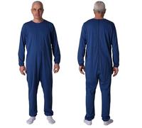 FERRUCCI COMFORT Sanitary Pyjamas Round Neck with Back Zipper for Elderly, Alzheimer's, Dementia - 9015/1-100% Cotton - Long Sleeve Long Trousers, Copiative, M