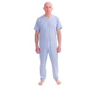 FERRUCCI COMFORT Sanitary Pyjamas Short Sleeve Sentiment 1 Zipper/Zip Back Summer Backrest (Light Blue/Sky, S)