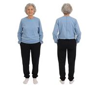 FERRUCCI COMFORT Sanitary Pyjamas with Back Zip Closure in 100% Cotton - Ideal for Elderly, Incontinence, Alzheimer's and Dementia, Onesie, Sugar Paper (Light Blue), L