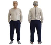 FERRUCCIO COMFORT Pyjamas with Back Zip, Zip Closure, Made from 100% Cotton, Ideal for Seniors, Incontinence, Alzheimer's and Dementia, One-Piece, sand, S
