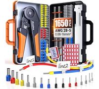 Ferrule Crimping Tool 0.08-16mm² (AWG28-5) with 1650pcs Ferrules, Preciva Hexagon Crimper with Cable Ties & Storage Case, Self-Adjustable Ratchet Crimping Plier for DIY & Industrial Electrical Work