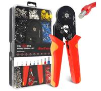 Ferrule Crimping Tool Kit, 0.08-16mm²/AWG30-5 Self Adjustable Wire Crimper with 1250pcs Connectors for Household & Industrial Electrical Work (6 Side)