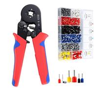 Ferrule Crimping Tool Kit, Hibisaws 0.25-10mm² Self-Adjustable Ratchet Bootlace Crimper Plier Set with 1250 Wire End Ferrule Connectors, Ideal for DIY Electrical Repair and Cable Crimping