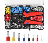Ferrule Crimping Tool Kit with 1200pcs Wire Terminals Crimping Connectors Wire Ends Ferrules AWG 23-7 Self-adjustable Wire Plier Set Terminal Connector Sleeves Electrical Wire Connectors