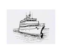 'Ferry At Sea' Temporary Tattoo - Water Resistant, Skin-Safe, Non-Toxic Transfer (TO00075111)