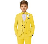 Fersumm Boys Suit 5 Piece Kids Party Tuxedo Blazer Vest and Pants Set with Tie for Boy Formal, Yellow, 10