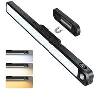 Ferswe 3W Wardrobe Lights Motion Sensor, Rechargeable Under Cabinet Kitchen Lights with Battery Display, 2000mAh Cupboard Lights Stick On Adjustable 3 Colors, LED Light Bar for Kitchen and Mirror