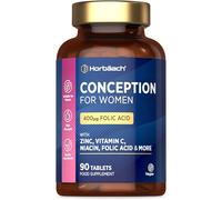 Fertility Supplements for Women | 400mcg Folic Acid with Viamin C, Iron & Zinc | Conception & Pregnancy Support | 90 Vegan Tablets | by Horbaach