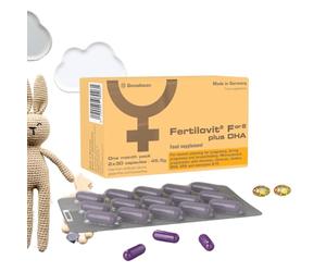 Fertilovit® For2 Plus DHA | Premium prenatal Supplement for Pregnancy and Breastfeeding | Complete Care with DHA and Choline for Brain and Eye Development | 60 Capsules | 1-Month Pack (One Size)