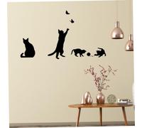Fertnouk Wall Stickers Cat Catching Butterfly Wall Decal Living Kids Room Removable Paper Black, Utilisation de la cuisine