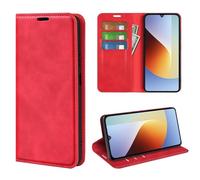 Fertuo Leather Wallet Case with Card Holder for Xiaomi Poco C81 Pro, Red