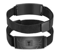 Fervia Basketball Initial Bracelet Black/Sliver/Gold Stainless Steel A-Z Letter Charm Bracelets Adjustable Wristbands Basketball Gifts Idea for Players Team Lovers Men Dad, Initial A