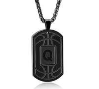 Fervia Basketball Initial Necklace for Men Boys Teen Kids Dog Tag Stainless Steel Letter Pendant Sport Basketball Athletes Jewelry Gifts for Kids Boys Men Dad, Initial Q, Stainless Steel, No Gemstone