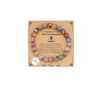 Fervia Gifts for Women Natural Colorful Imperial Jasper Stone Bead Bracelet Teacher Appreciation Gifts Birthday Gifts for Sister/Daughter/Niece/Grandma/Mom/Wife/Nana/Aunt/Nana with Gift Message Card