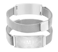 Fervia Soccer Initial Bracelet Black/Sliver/Gold Stainless Steel A-Z Letter Charm Bracelets Adjustable Wristbands Soccer Gifts Idea for Players Team Lovers Men Boys Dad, Initial M