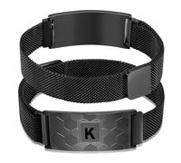 Fervia Soccer Initial Bracelet Black/Sliver/Gold Stainless Steel A-Z Letter Charm Bracelets Adjustable Wristbands Soccer Gifts Idea for Players Team Lovers Men Boys Dad, Initial U