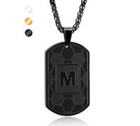 Fervia Soccer Initial Necklace for Men Boys Kids Teen Dog Tag Sliver/Black/Gold Letter Pendant Sport Soccer Athletes Jewelry Gifts for Kids Boys Men Teens Boyfriend Husband Dad, Initial S, Stainless