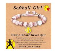 Fervia Volleyball/Softball Bracelet Heart Initial Gifts for Women Coach Sports Accessories Jewelry Gift Ideas for Christmas Birthday, Initial A, no gemstone