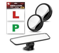 Ferwizz New Driver Car Kit - Learner Plates, Magnetic P Plates, Rear View Mirror and Blind Spot Mirrors - Beginner Driving Accessories