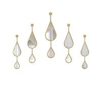 Ferytange Gold Mirror Wall Decor Modern Tear Drop Shape Decorative Mirror for Bedroom Living Room entryway Hall Fireplace Irregular Wall Mirror 5-Pack Mirrors Set