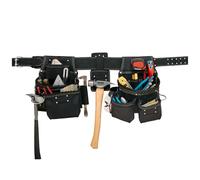 FESA 3 Inch Leather Tool Belt for Men with Hammer Holder Adjustable 34"-44"