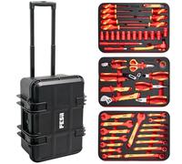 FESA Electrician Insulated Tool Set - 50-Piece 1000V Insulated Tool Kit with a Rolling Tool Case, Screwdrivers, Open & Box End Wrenches, Pliers, Socket Wrench Set & More - Electrical Hand Tools