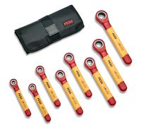 FESA Insulated Ratchet Wrench Set - 8-Piece 1000V Box Wrench Set with Storage Pouch - Metric Insulated Wrenches Included in This Electrician Tool Set 7mm, 8mm, 10mm, 12mm, 13mm, 14mm, 17mm, 19 mm