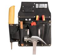 FESA Leather Drywaller's Tool Pouch -10-in-1 with Steel Hammer Loop