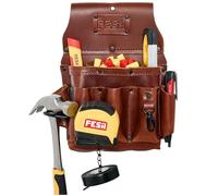 FESA Leather Electrician Tool Pouch - 13-in-1 w/Steel Hammer Loop