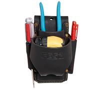 FESA Leather Tape Measure Holder - 4-in-1 Heavy Top Grain Leather Small Tool Pouch with Heavy Duty Rivets & Stitching - 2 Ways to Attach - Fits Any Belt - Handcrafted (Brown - with Tape Pocket)