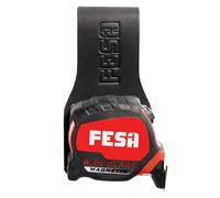 FESA Leather Tape Measure Holder - Top Grain Leather Measuring Tape or Drill Holder for Tool Belt w/Steel Clip & Reinforced Heavy Duty Rivets - Fits Belts up to 3" - Handcrafted (Black)