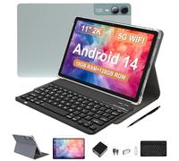 FESABOLE 2025 Android 14 Tablet 11 Inch, 18GB RAM, 128GB ROM, 1TB Expansion, 2K Display, T616 Octa-Core, 5G WiFi, 13MP + 5MP + 5MP, GPS, 9000mAh, Tablet with
