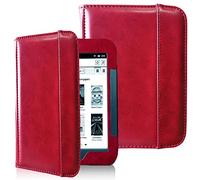 Fesar Barnes & Noble Nook Simple Touch eBook Reader GlowLight Cover Case, Folio Premium PU Leather Pocket Cover for Nook 2 & 3 Ebook Case (Wine Red)