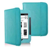 Fesar Barnes & Noble Nook Simple Touch eBook Reader GlowLight Cover Case, Folio Premium PU Leather Pocket Cover for Nook 2/3 Ebook Case (Lake Blue)