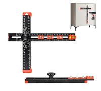 Fesatccoz 4- in- 1 Drilling Positioning Ruler, High Precision Cabinet Jig with Positioning Block Multifunctional T Square Ruler Marking Gauge Tool for Woodworking DIY