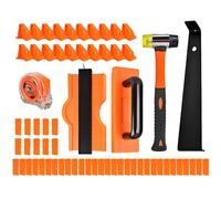 Fesatccoz 65pcs Wood Flooring Installation Kit Laminate Flooring Tools with Spacers, Rubber Mallet, Tapping Block, Pull Bar and 10" Contour Gauge