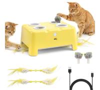 Fesatccoz Interactive Cat Toy for Indoor Cats - Rechargeable Silent Pop-Up Mouse Cat Toy-Pop-Up Mouse-Pop-Up Mouse Catching Game