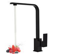 Fesatccoz Square Kitchen Faucet, Stainless Steel Kitchen Monobloc Sink Faucet Deck Mounted 360 Degree Rotation Water Taps Matte Black Single Handle Sink Mixer Tap
