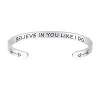 Fesciory Inspirational Bracelets for Women Stainless Steel Engraved Personalized Positive Mantra Quote Keep Going Bangle College Graduation for Her, Metal, No Gemstone