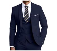 Fesenbo Men Suits 3 Piece Slim Fit Jacket Vest Pants Set Wedding Tuxedo, Navy, XXL