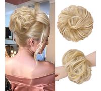 FESHFEN Messy Bun Hair Piece Hairs Scrunchies Thick Curly Wavy Pony Tail Synthetic Accessories Donut Updo Hairpieces for Women Girls 55g, H18H60#