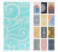 FESHKA Sand Proof Turkish Beach Towel - Oversized, Quick Dry & Lightweight Travel Towel - 100% Organic Cotton Beach Blanket - Perfect for Bath, Pool & Picnic | Summer Waves (Turquoise)